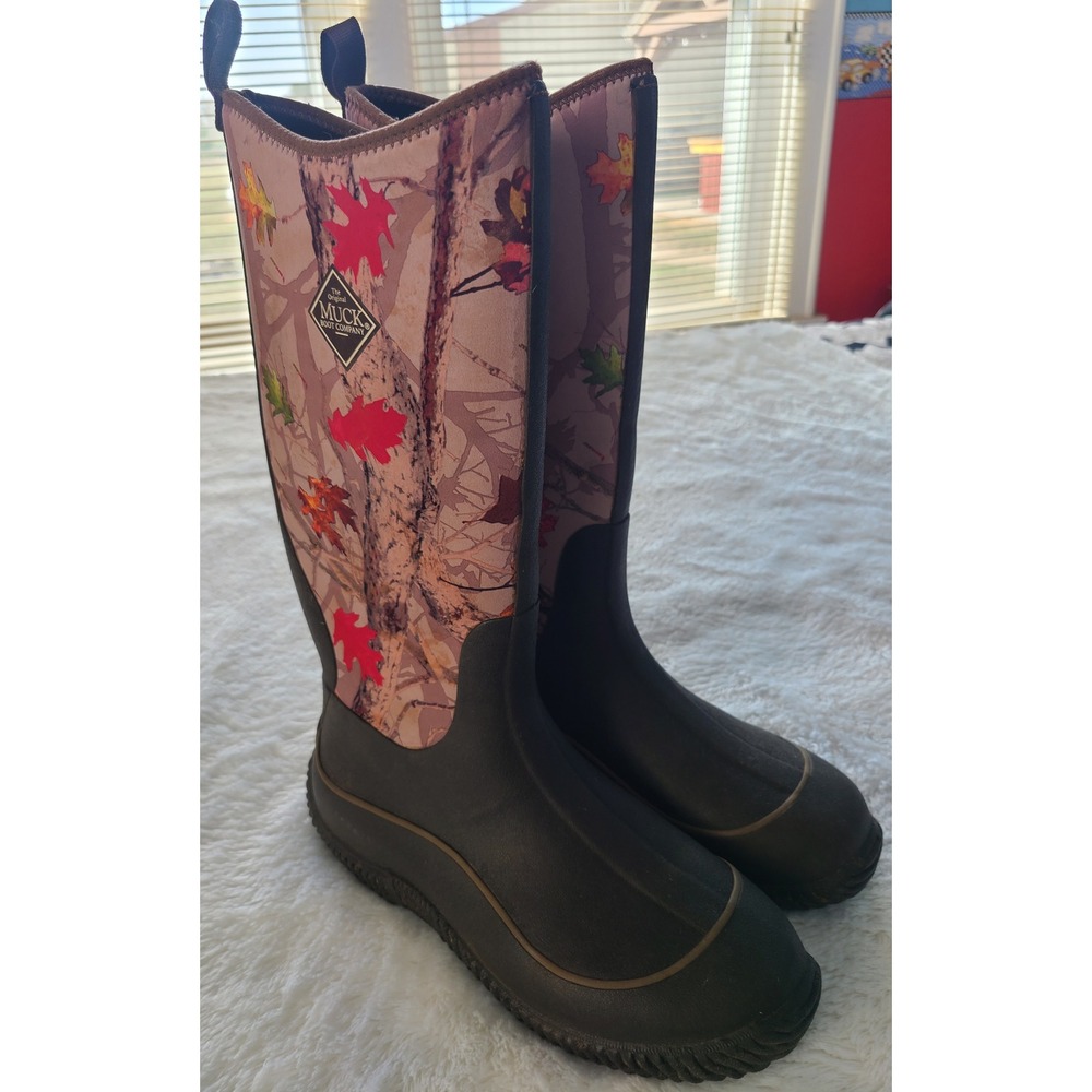 Muck Boot Womens 10 Hot Leaf Camo Print Tall Rain Boots Waterproof Rubber